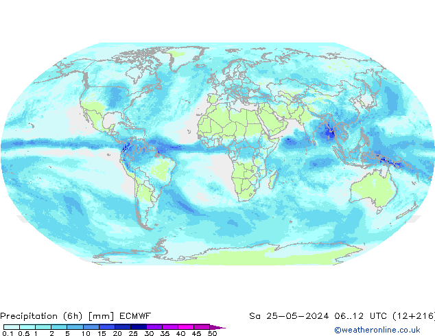 Precipitation (6h) ECMWF So 25.05.2024 12 UTC