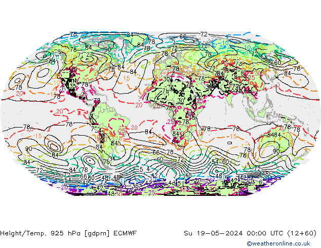 Height/Temp. 925 hPa ECMWF  19.05.2024 00 UTC