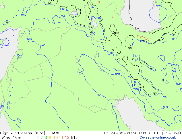 High wind areas ECMWF Sex 24.05.2024 00 UTC
