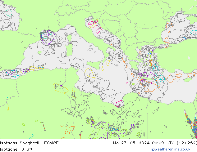 Isotachs Spaghetti ECMWF lun 27.05.2024 00 UTC