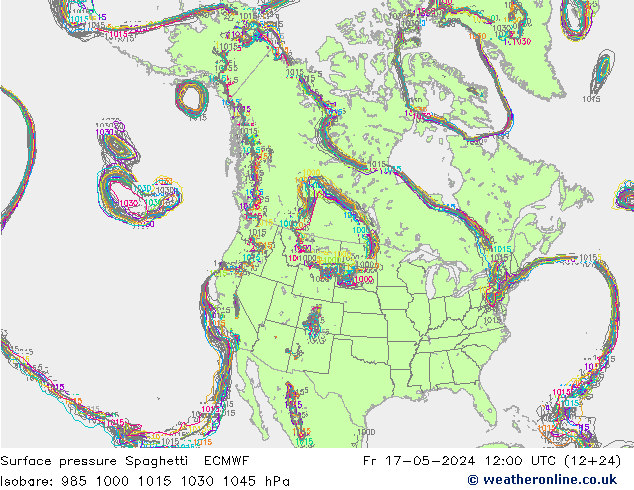 Surface pressure Spaghetti ECMWF Fr 17.05.2024 12 UTC