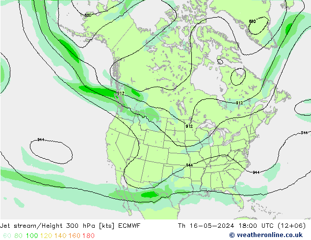 Corriente en chorro ECMWF jue 16.05.2024 18 UTC