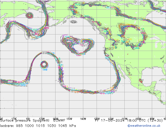 приземное давление Spaghetti ECMWF пт 17.05.2024 18 UTC