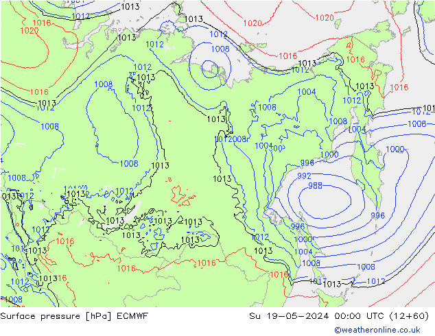 Surface pressure ECMWF Su 19.05.2024 00 UTC