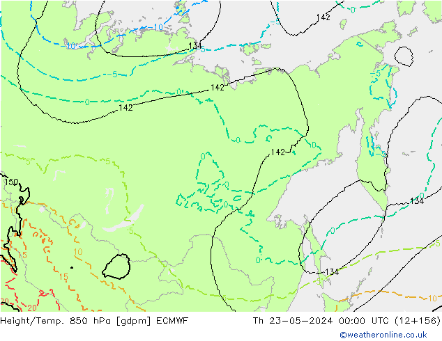 Hoogte/Temp. 850 hPa ECMWF do 23.05.2024 00 UTC