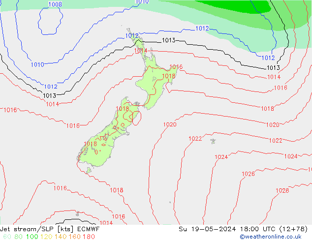 Prąd strumieniowy ECMWF nie. 19.05.2024 18 UTC