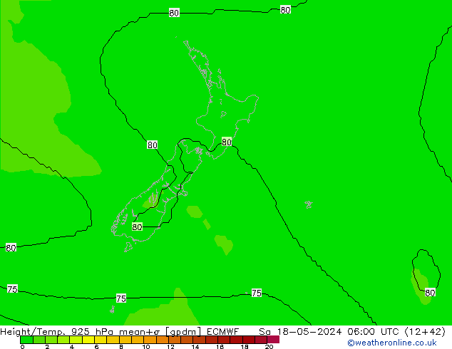 Height/Temp. 925 hPa ECMWF Sa 18.05.2024 06 UTC