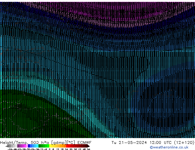 Yükseklik/Sıc. 500 hPa ECMWF Sa 21.05.2024 12 UTC