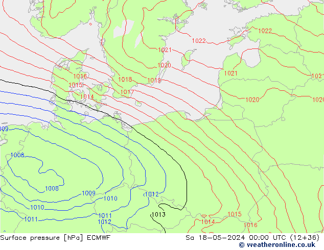 приземное давление ECMWF сб 18.05.2024 00 UTC