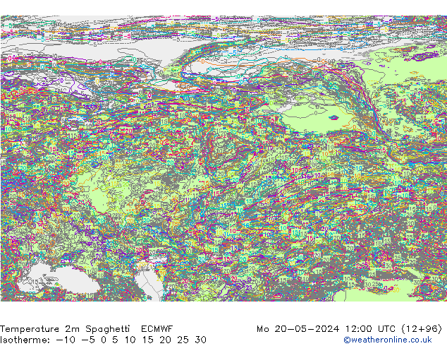 température 2m Spaghetti ECMWF lun 20.05.2024 12 UTC