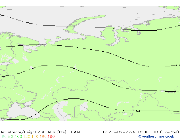 Jet stream/Height 300 hPa ECMWF Fr 31.05.2024 12 UTC