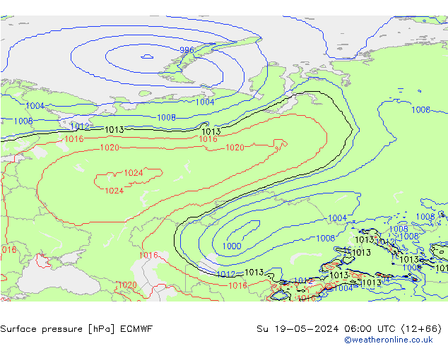Bodendruck ECMWF So 19.05.2024 06 UTC