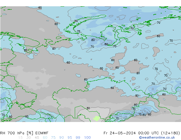 RH 700 hPa ECMWF Fr 24.05.2024 00 UTC