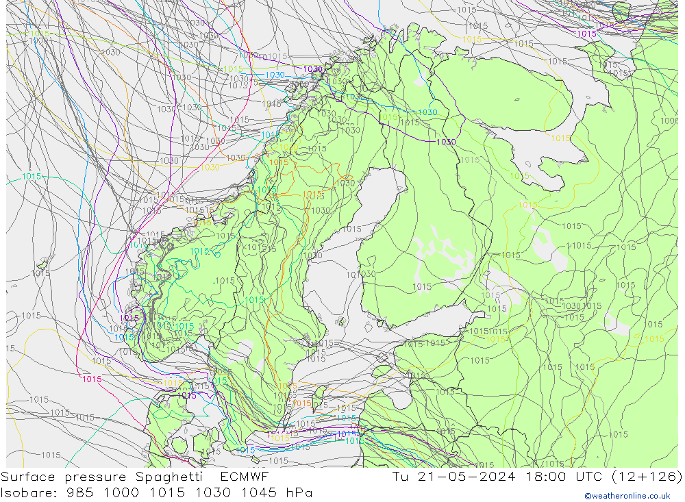 Bodendruck Spaghetti ECMWF Di 21.05.2024 18 UTC