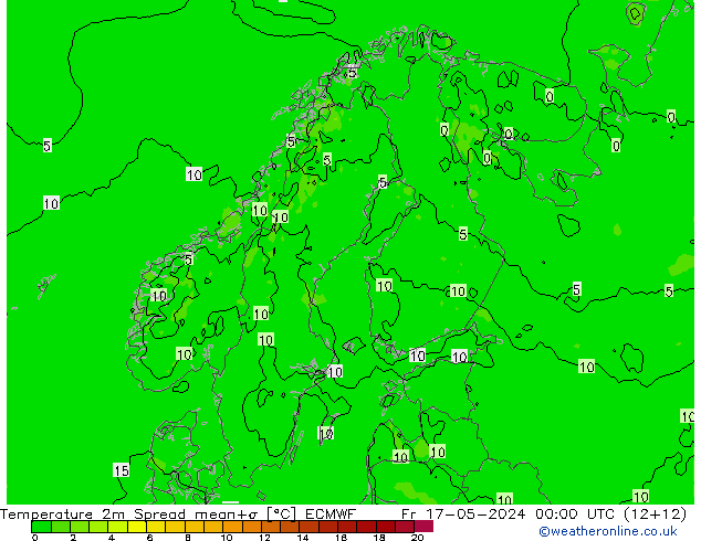 Temperaturkarte Spread ECMWF Fr 17.05.2024 00 UTC