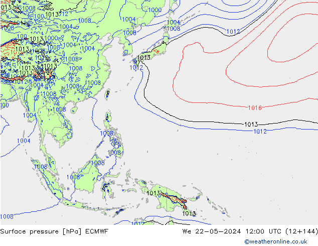 Surface pressure ECMWF We 22.05.2024 12 UTC