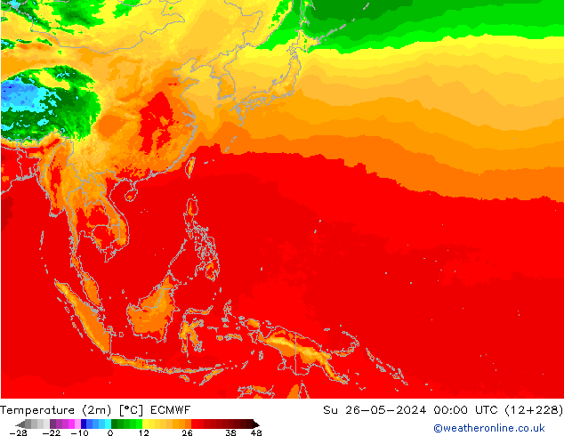température (2m) ECMWF dim 26.05.2024 00 UTC