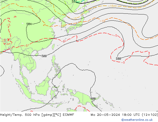 Height/Temp. 500 гПа ECMWF пн 20.05.2024 18 UTC