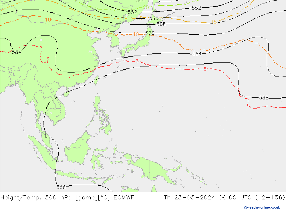 Yükseklik/Sıc. 500 hPa ECMWF Per 23.05.2024 00 UTC