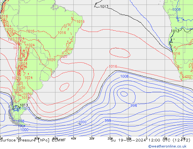 Yer basıncı ECMWF Paz 19.05.2024 12 UTC