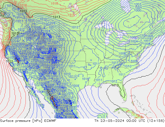 Surface pressure ECMWF Th 23.05.2024 00 UTC