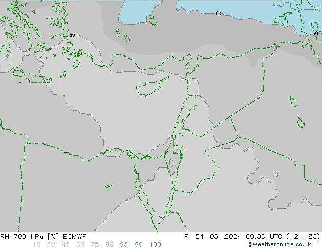 RH 700 гПа ECMWF пт 24.05.2024 00 UTC