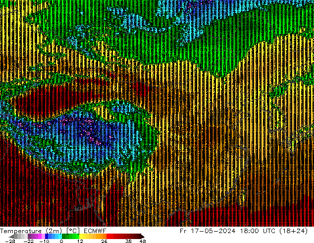 Temperature (2m) ECMWF Fr 17.05.2024 18 UTC