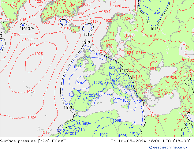 pression de l'air ECMWF jeu 16.05.2024 18 UTC