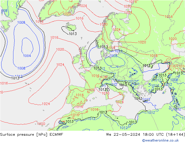 pression de l'air ECMWF mer 22.05.2024 18 UTC