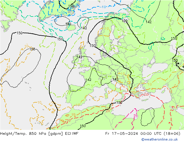 Height/Temp. 850 hPa ECMWF ven 17.05.2024 00 UTC