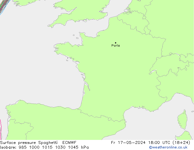 Bodendruck Spaghetti ECMWF Fr 17.05.2024 18 UTC