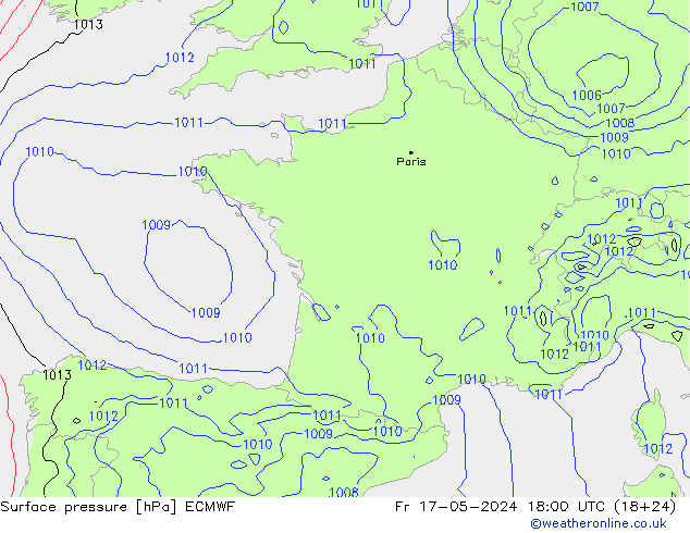 ciśnienie ECMWF pt. 17.05.2024 18 UTC