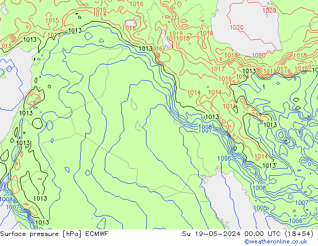 pressão do solo ECMWF Dom 19.05.2024 00 UTC