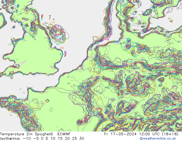 Sıcaklık Haritası 2m Spaghetti ECMWF Cu 17.05.2024 12 UTC