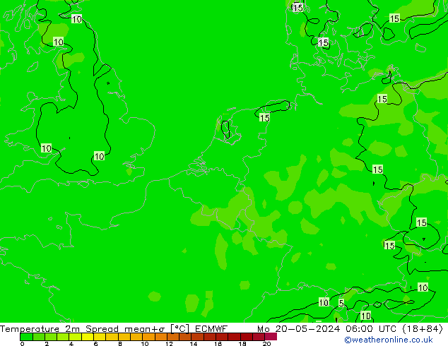 Temperatura 2m Spread ECMWF lun 20.05.2024 06 UTC
