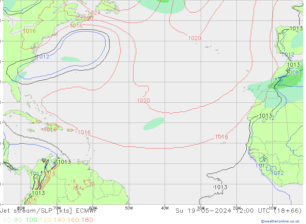 Jet Akımları/SLP ECMWF Paz 19.05.2024 12 UTC