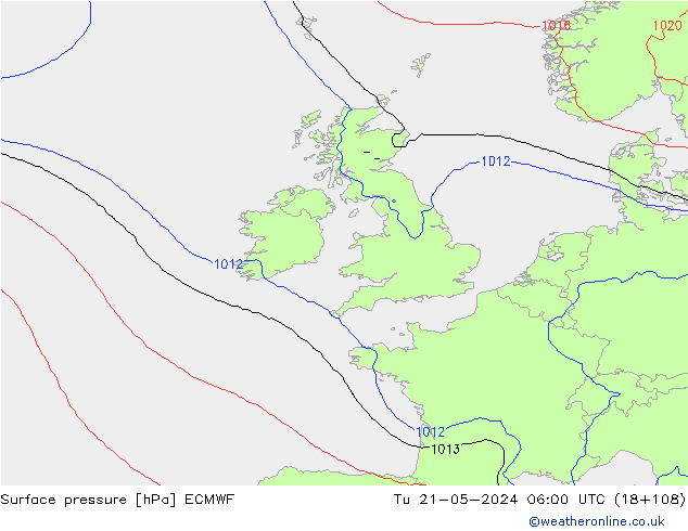 Pressione al suolo ECMWF mar 21.05.2024 06 UTC