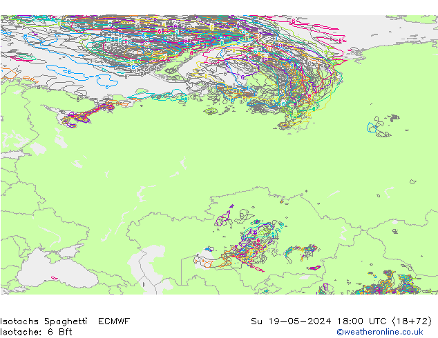 Eşrüzgar Hızları Spaghetti ECMWF Paz 19.05.2024 18 UTC