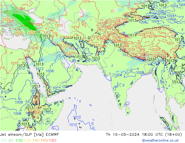 Jet Akımları/SLP ECMWF Per 16.05.2024 18 UTC
