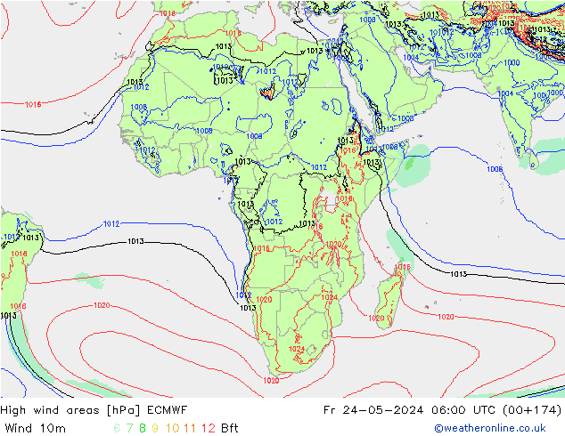 yüksek rüzgarlı alanlar ECMWF Cu 24.05.2024 06 UTC