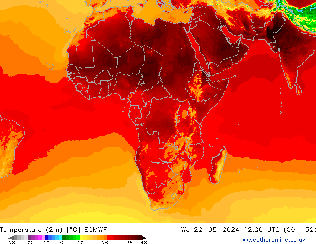 Sıcaklık Haritası (2m) ECMWF Çar 22.05.2024 12 UTC
