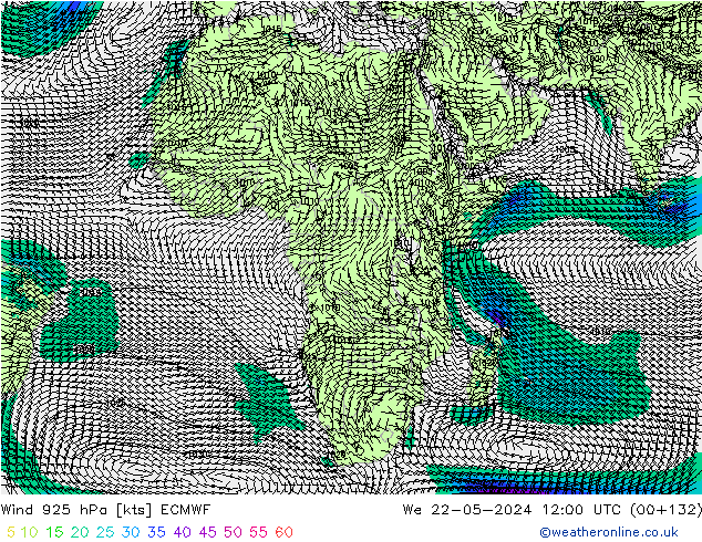Rüzgar 925 hPa ECMWF Çar 22.05.2024 12 UTC