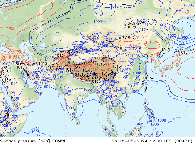 Luchtdruk (Grond) ECMWF za 18.05.2024 12 UTC