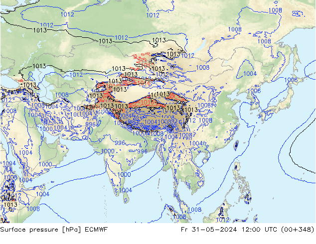 Luchtdruk (Grond) ECMWF vr 31.05.2024 12 UTC