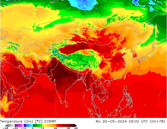 Temperature (2m) ECMWF Mo 20.05.2024 06 UTC