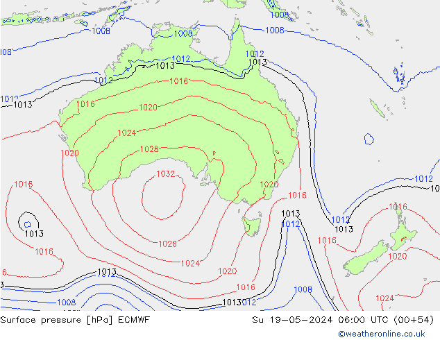 Yer basıncı ECMWF Paz 19.05.2024 06 UTC
