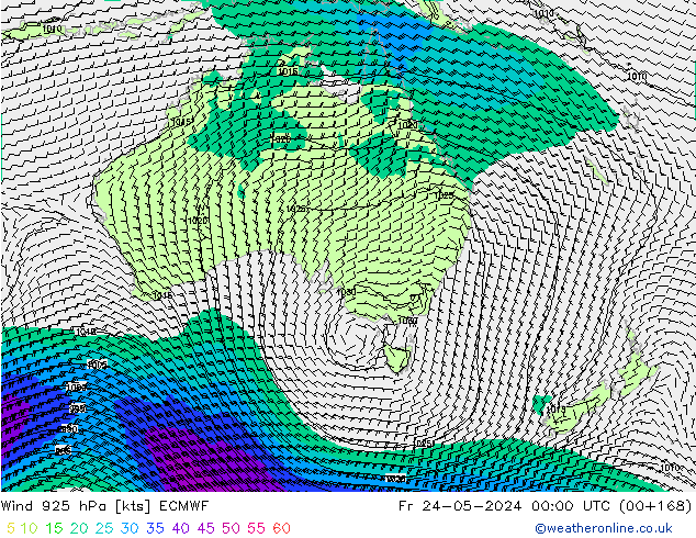 ветер 925 гПа ECMWF пт 24.05.2024 00 UTC