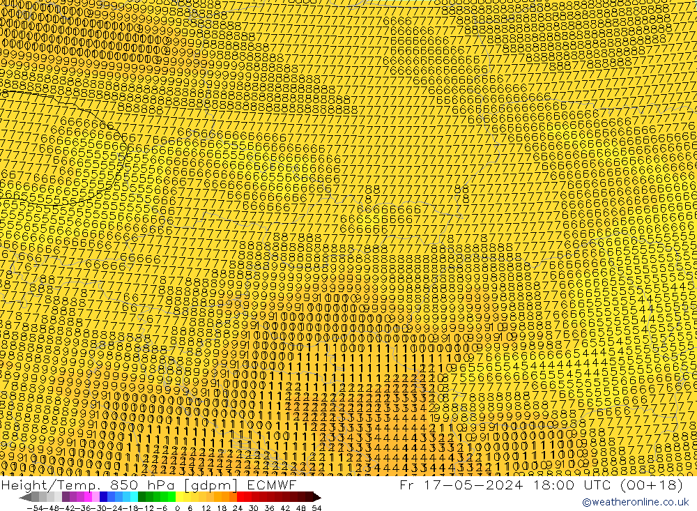 Height/Temp. 850 hPa ECMWF Sex 17.05.2024 18 UTC