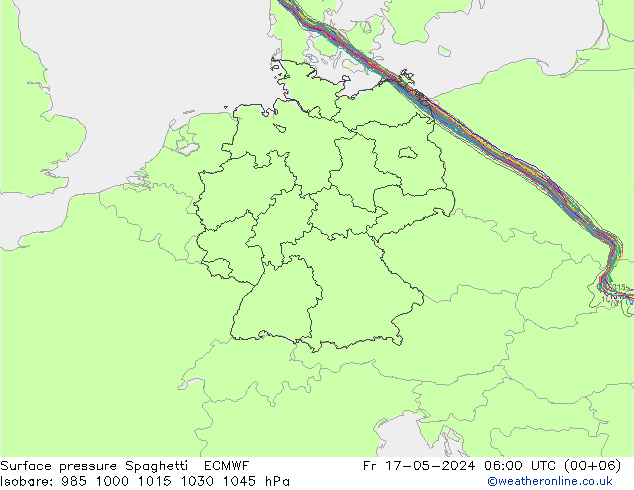 地面气压 Spaghetti ECMWF 星期五 17.05.2024 06 UTC