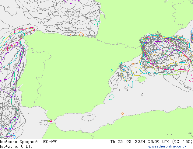 Isotachs Spaghetti ECMWF Th 23.05.2024 06 UTC